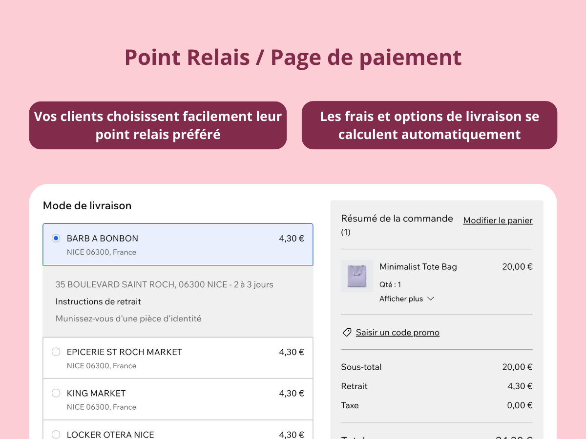 Pickup point selection interface