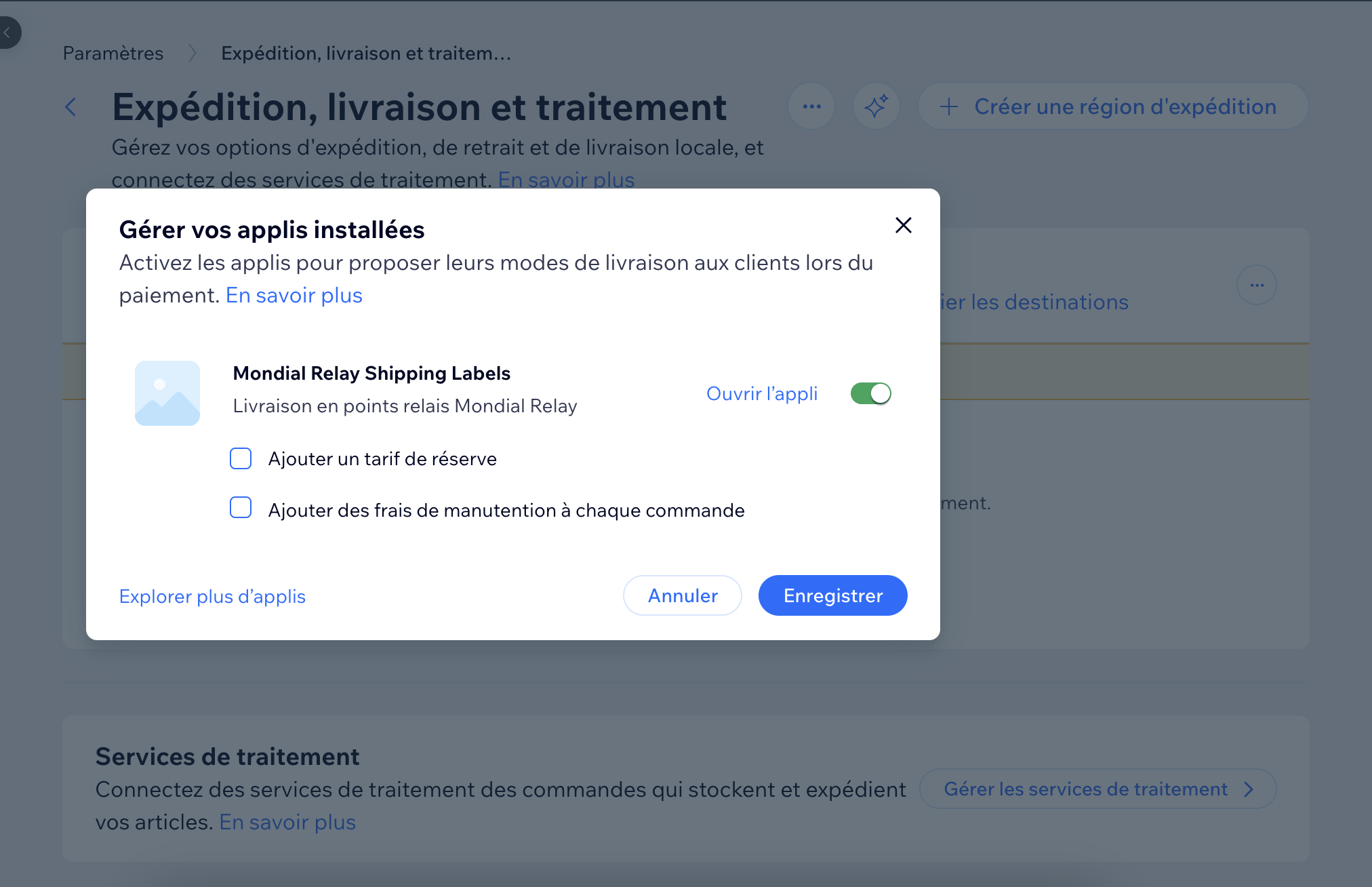 Activate Mondial Relay app